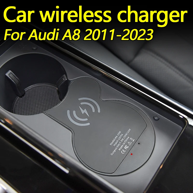 

For Audi A8 Car Wireless Charger 15W Fast Charging QI Protocol Cigarette Lighter USB Charger to iPhone Samsung Huawei Xiaomi