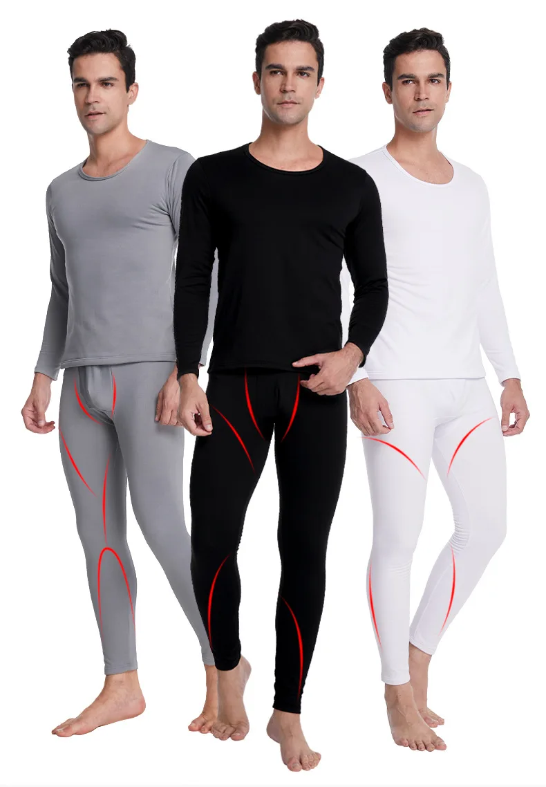 XSM Men's Thermal Underwear Set Winter Base Top & Bottom Layer Long Johns for Men Male Soft Elastic Large Size Set Comfortable