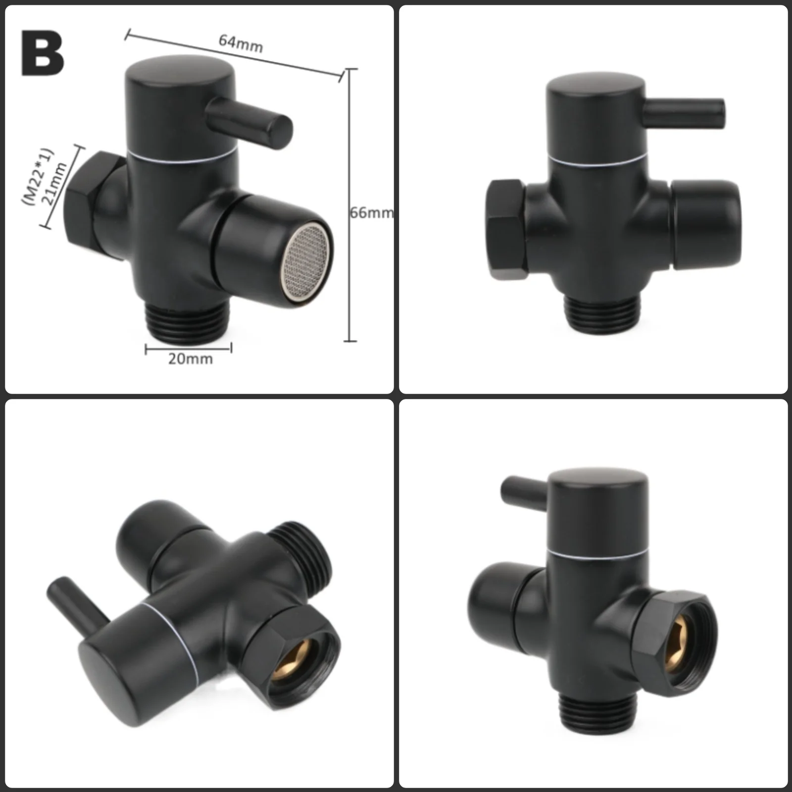 Black Brass Shower Arm Adapter G1/2&rsquo;&rsquo; G3/4 Shower Diverter Valve Handheld Head Bathroom Kitchen Accessories t adapter valve,shower head diverter valve,shower head adapter,diverter valve,faucet valve