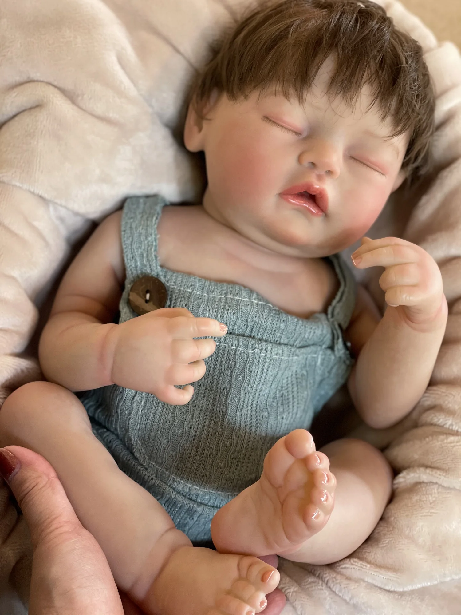 부드러운 촉감 실리콘 베베베크, 살아있는 살아있는 인형, 뿌리깊은 머리카락, 유연한 비닐 소년, 18-20 인치