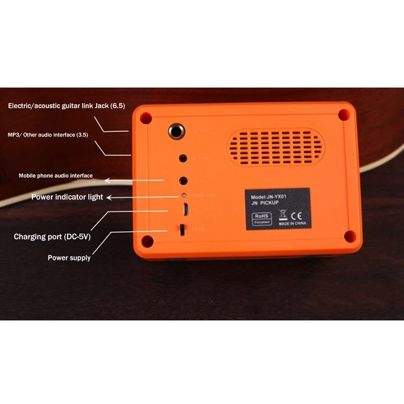 Amplificador de guitarra acústica portátil, JN-YX01, 5 vatios, Bluetooth, 1 Juego