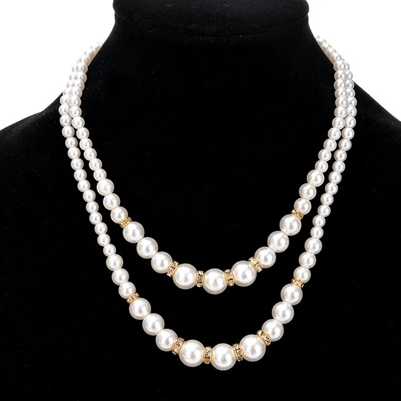 Pearl Necklace Collier Femme Collares Statement Multilayer Choker Statement Jewelry Women Simulated Pearl Necklaces & Pendants women jewelry