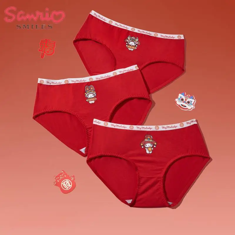 

Sanrio Y2K аниме Kawaii My Melody трусики сексуальные дышащие Милые новогодние красные бесшовные подтягивающие бедра трусики со средней талией набор для девушек Подарок