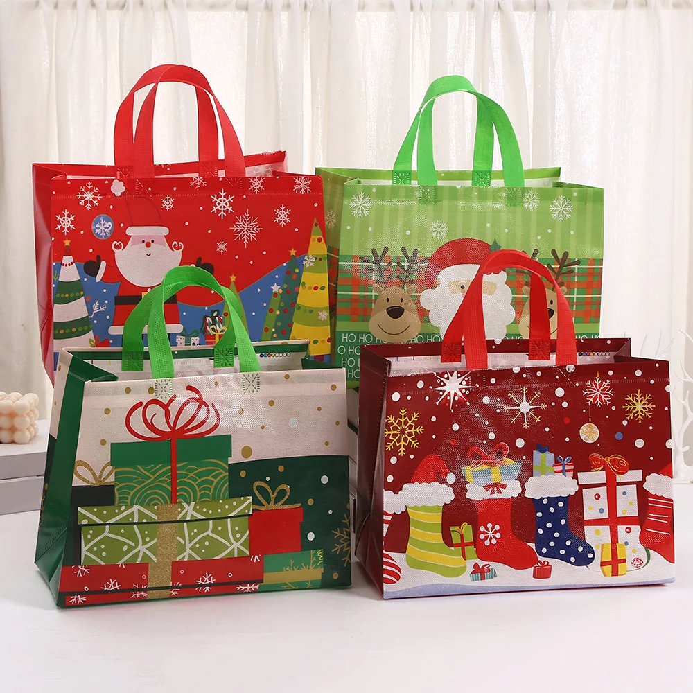 Christmas Non-woven Fabric Bags Snowman Santa Claus Gifts Candy Packing Bags Christmas Cookie Snack Decoration Bags