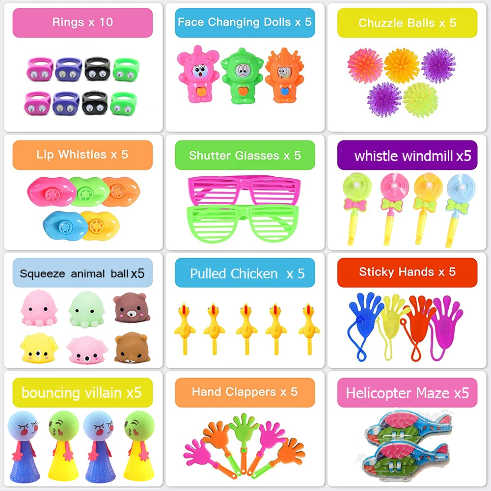 200 Pcs/lot Party Favors For Kids Toys,Kids Birthday Party Carnival Prizes Bulk Toys Gift Bag For Boys and Girls Pinata Fillers