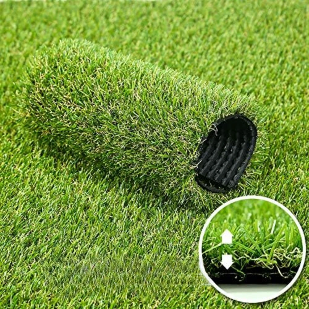 

7FTX15FT Artificial Lawn, 0.8" Pile Height Realistic Synthetic Grass, Drainage Holes Indoor Outdoor Faux Grass Astro Rug Carpet