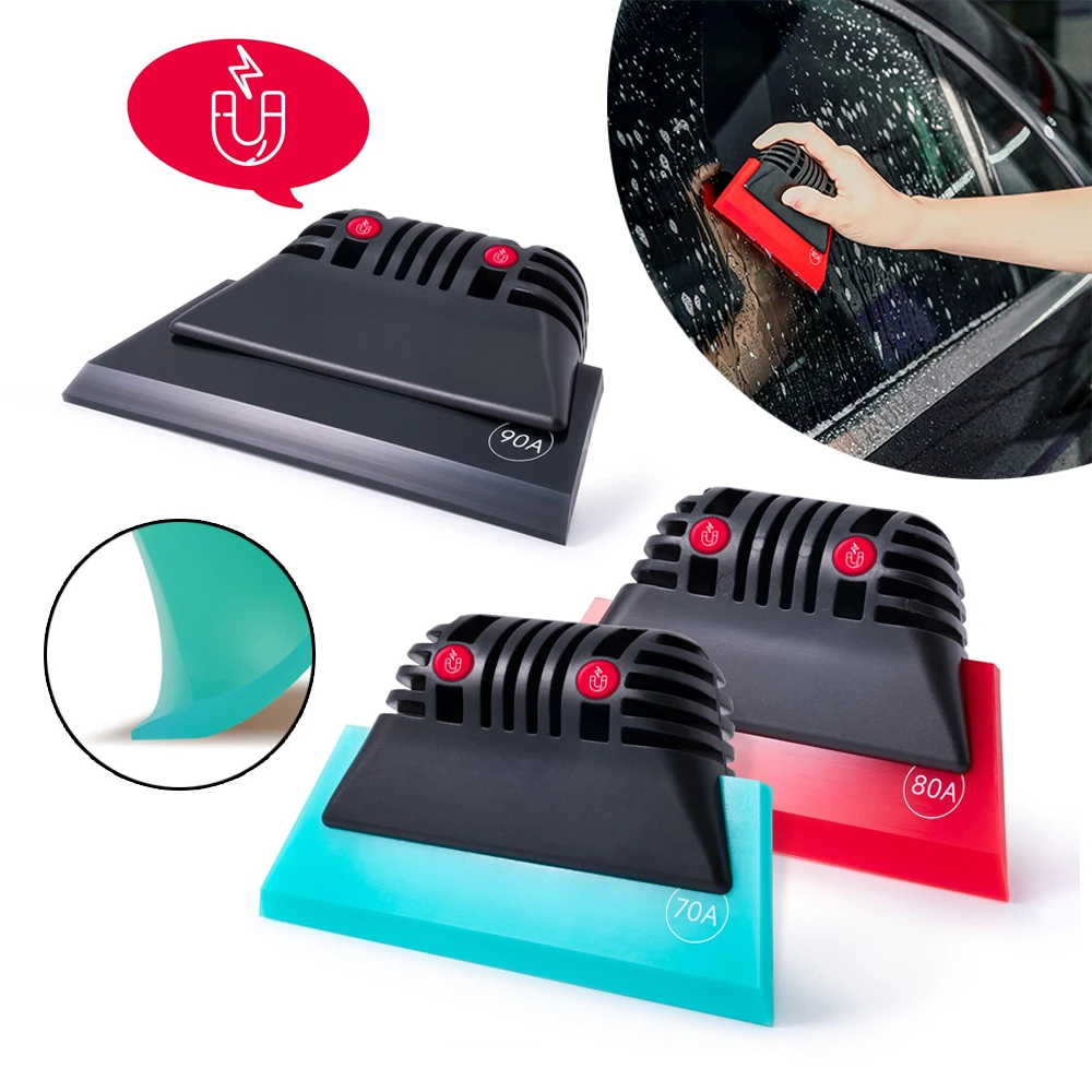 

EHDIS Magnetic Handle Glass Water Squeegee Multi Soft Rubber Blade Window Cleaning Tool Car Tint Vinyl Film Scraper Ice Wiper