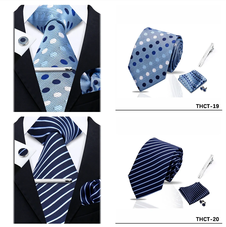Fashion Ties for Men Gift Weave Necktie Set Handchief Cufflinks Tie Clip Luxury Brand Designer Business Wedding Suit Accessories