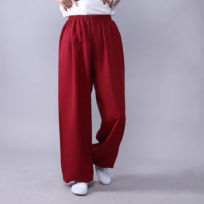 Cotton Linen Tai Chi Pants Lantern Breathable Women Men Martial Arts Pants Yoga Taekwondo Boxing Karate Jeet Kune Do Trousers tai chi trousers martial art trousers