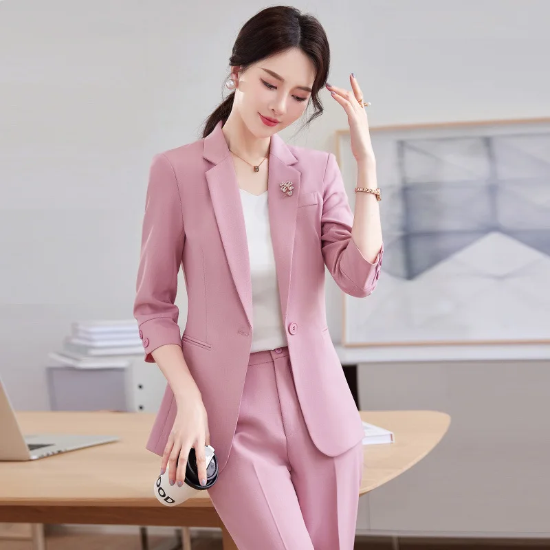 

Business Wear for Women2024Spring and Summer New Suit Elegant Slim-Fit Hotel Front Desk Sales Jewelry Shop Beauty Salon Work Clo