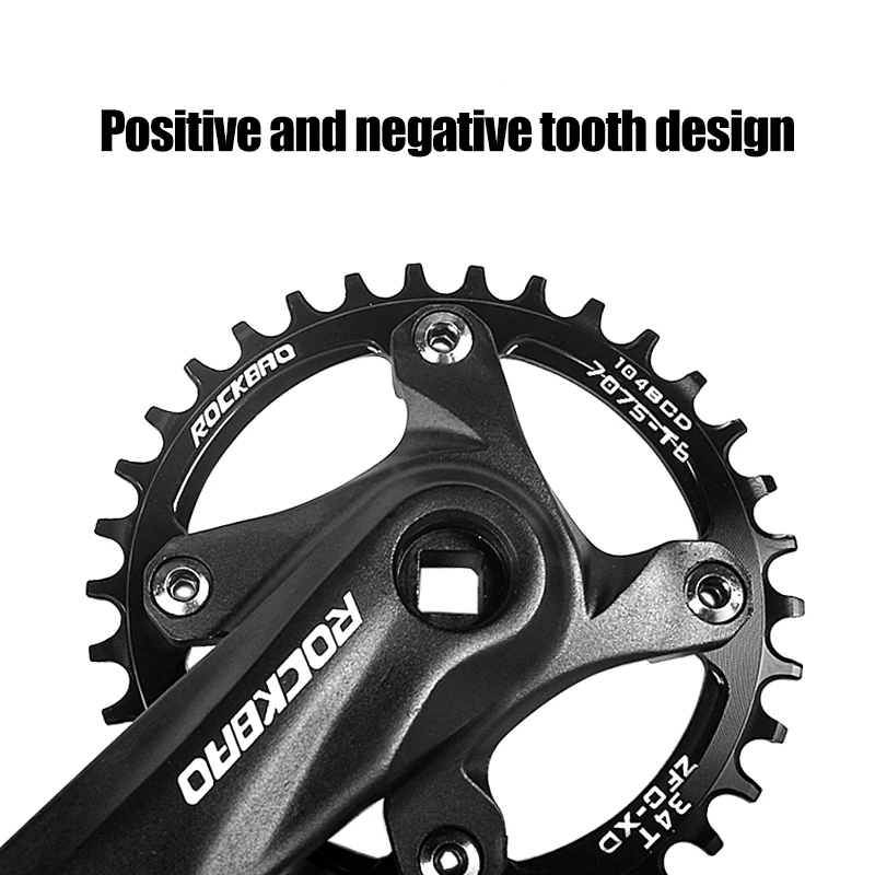 ROCKBAO Bike Crankset 104BCD 170mm MTB Square Hole Sprocket  32/34/36/38T Mountain Bicycle Crank Bottom Bracket