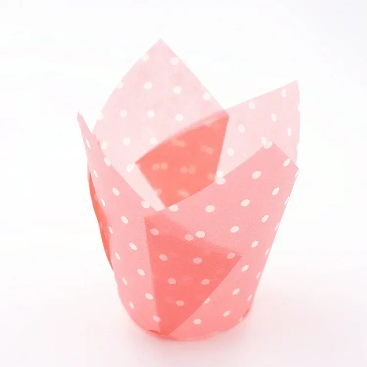 50Pcs Paper Cake Liner Dots Colorful Tulip Muffin Wraps Cases Cupcake Baking Tools Muffin Cup Polka Dot Paper Cup Tray