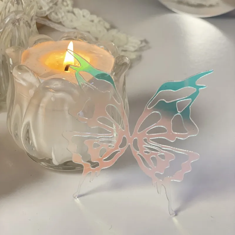 

Ins Butterfly Cake Topper Acrylic Butterfly 3D Illusion Cupcake Topper For Wedding BrithdayParty Decoration Cake Decoration