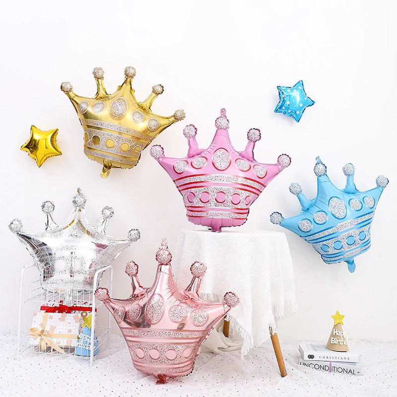Elegant Crown Foil Balloons - Rose Gold, Silver, Pink, and Blue Party Decorations