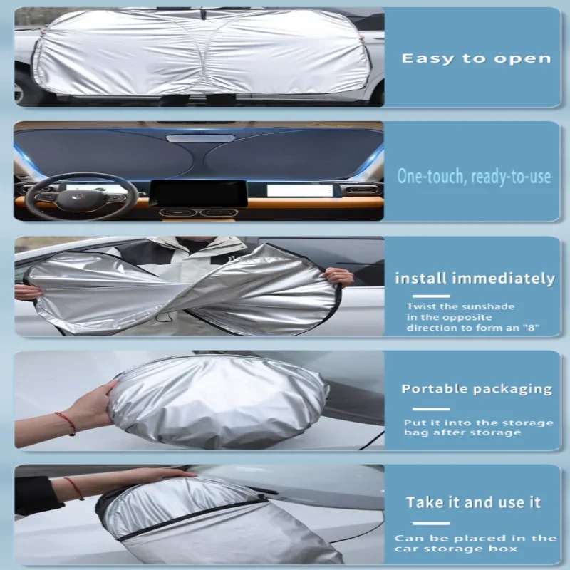 Auto Voorruit Zonnescherm voor Volvo XC60 2010-2023 2024, Opvouwbaar Voorruit Zonnescherm Blokkeert Uv-Stralen Zonneklep Bescherming Accessoires,A/Black-L/145 * 80cm