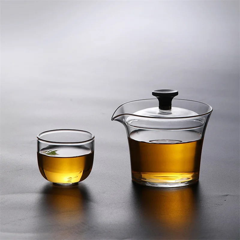 Japanese Style Heat-resistant Glass Gaiwan Puer Tea Cup and Lid Tea Bowl Chawan Chahai Kung Fu Set Accessories