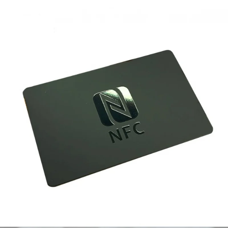 

Custom, Plastic PVC Contactless Chip Card Access Control NFC RFID Card UV Logo Full Black Matt NFC Social Media PVC