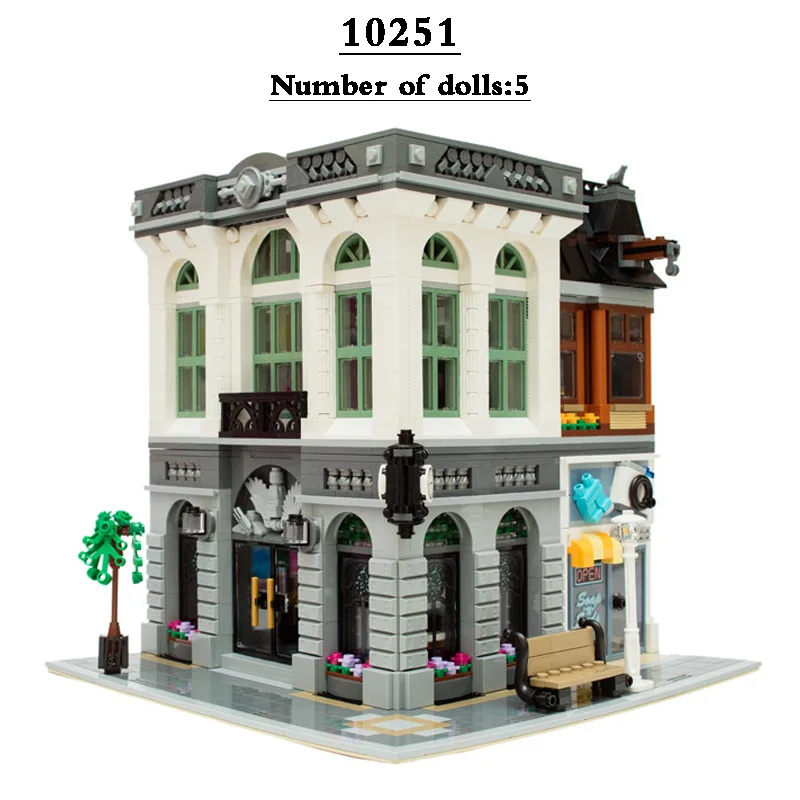 

2022 New European House of Representatives Bank Kit Building Blocks 2380pcs Assembly Brick 10251 Children's Toy Birthday Gifts
