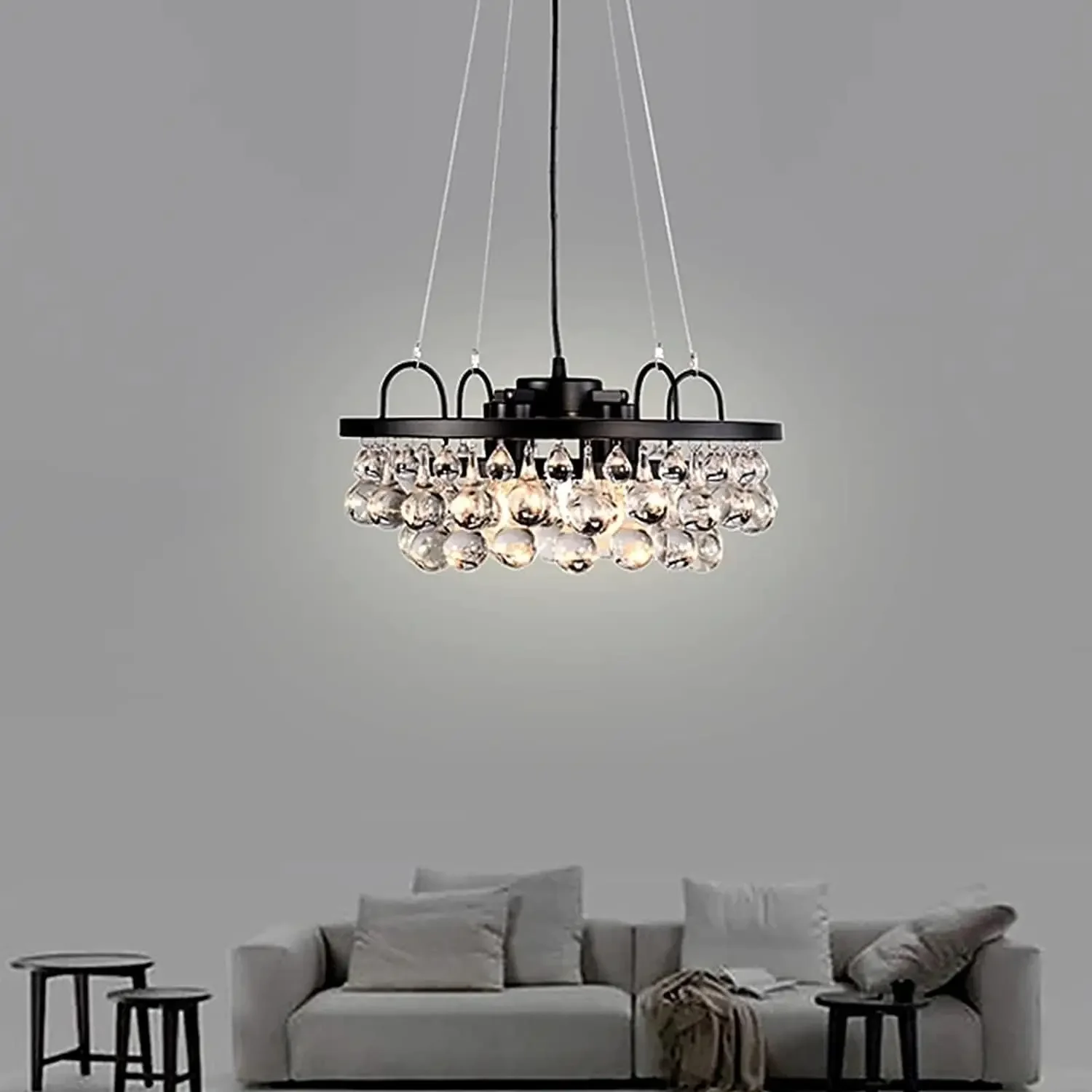 

Fashionable chandelier Modern Crystal Chandelier Lighting,Raindrop Round Chandelier Hanging Ceiling Light Fixture Luxury
