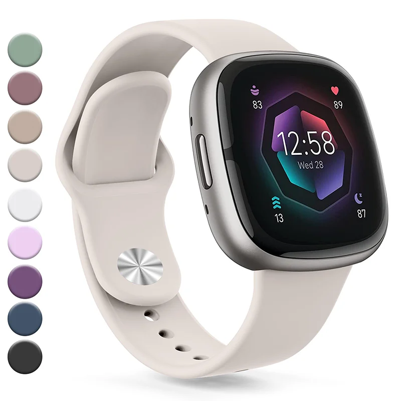 Soft Silicone Sport Bands for Fitbit Versa 3 and Sense Smartwatches
