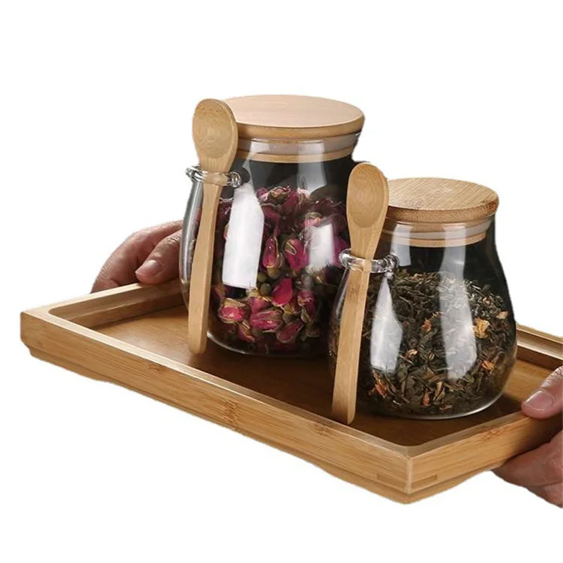 20pcs Different Size High Borosilicate Storage Candle Bottles Airtight Round Clear Food Glass Jar with Bamboo Lid 6