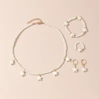 Bijoux français en perles pour enfants, collier fouet, bracelet, bague, boucles d'oreilles, design de niche de luxe léger, costume 4 2