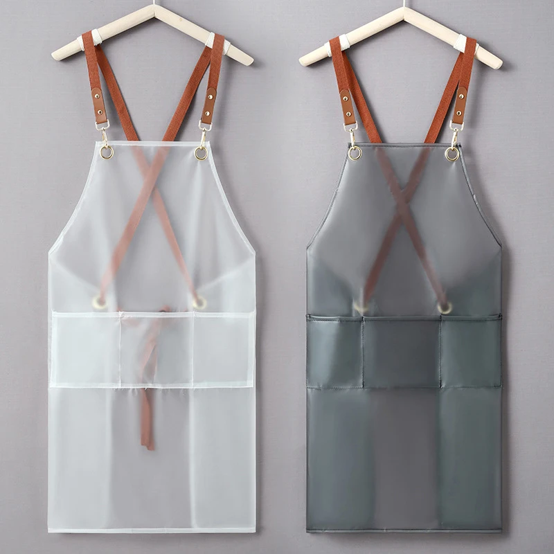 

BBQ Oil-proof Waterproof Cooking Aprons Cleaning Baking Wipeable Transparent Overalls Restaurant Cafe Aprons Kitchen Accessories
