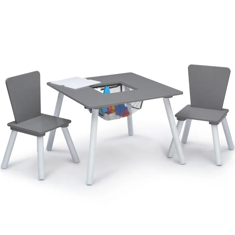4-Piece Toddler Playroom Set Grey/White