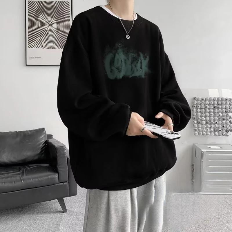 남성용 라운드넥 맨투맨 풀오버, 트렌디 브랜드, 루즈한 긴팔 상의, 후드 셔츠, 맨투맨, 가을, 겨울, 신상