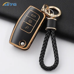 Premium Car Key Case Cover with Keychain - Stylish Accessories for Ford (Black A SetB)