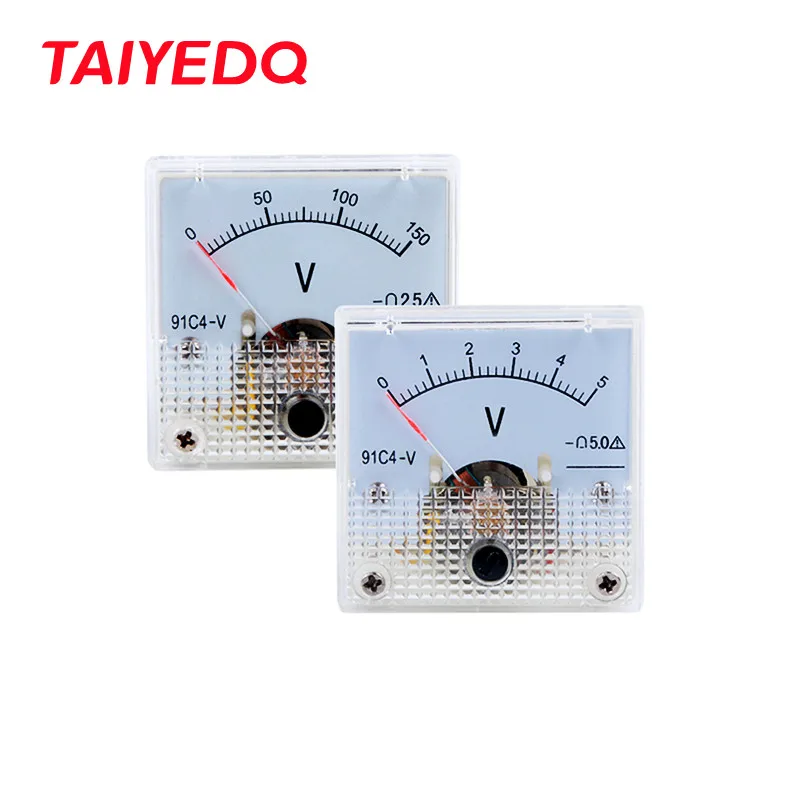91C4 DC Voltmeter Analog Panel Voltage Meter Mechanical Pointer Type  3/5/10/15/20/30/50/100/150/250V