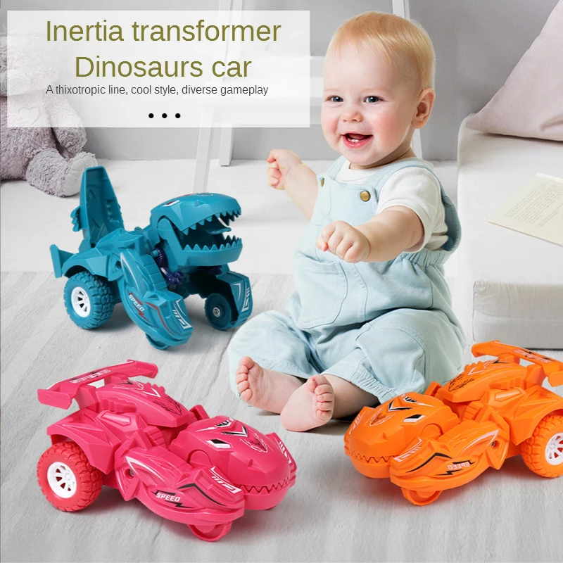 

New Transforming Dinosaur Car Deformation Car Toys Inertial Sliding Dino Car Automatic Transform Toy Boys Amazing Gifts Kid Toy