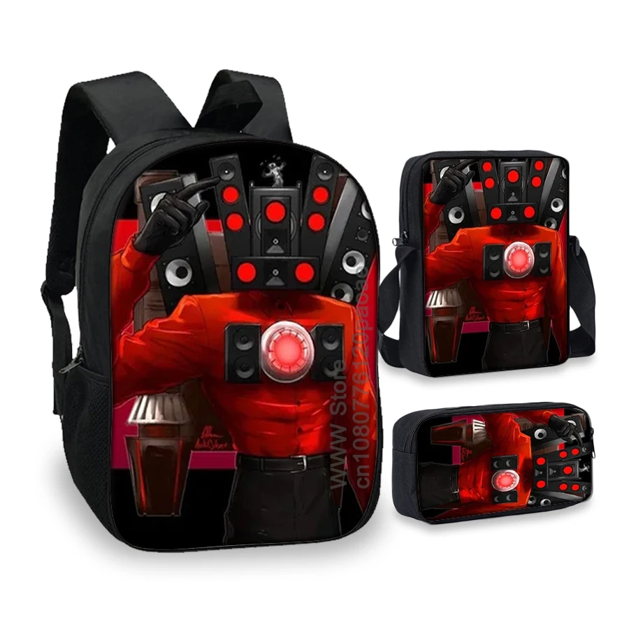 3PCS-Skibidi Titan Poster Bag,School Student Cartoon backpack,Travel Haversack,Thermal Insulation Satchel,Go To School Package