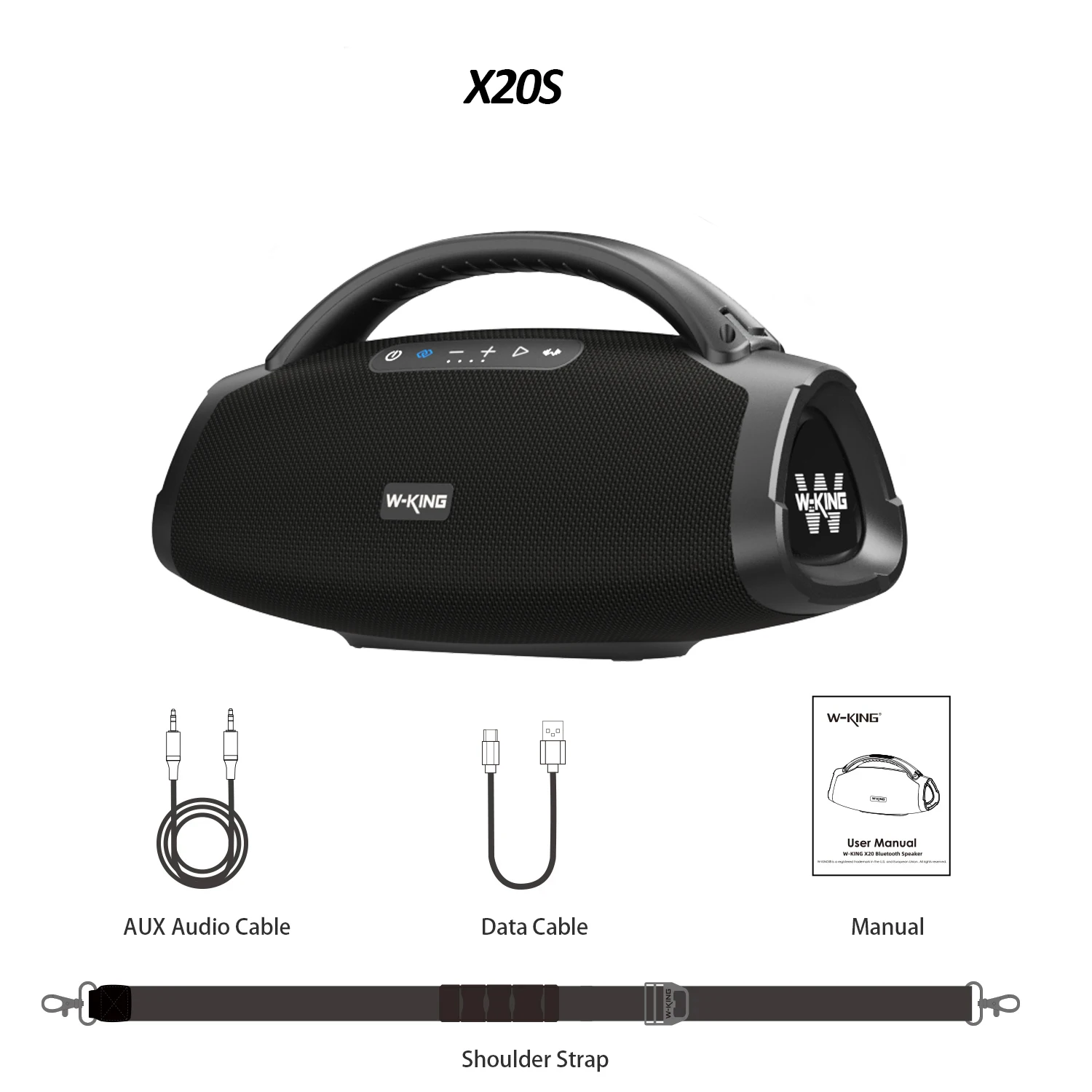 Altavoces Bluetooth Portátiles W-KING X20S de 140 W RMS, Altavoz Impermeable IPX7 con Bajos Potentes, Caja de Sonido Grande y Potente para Fiestas al Aire Libre