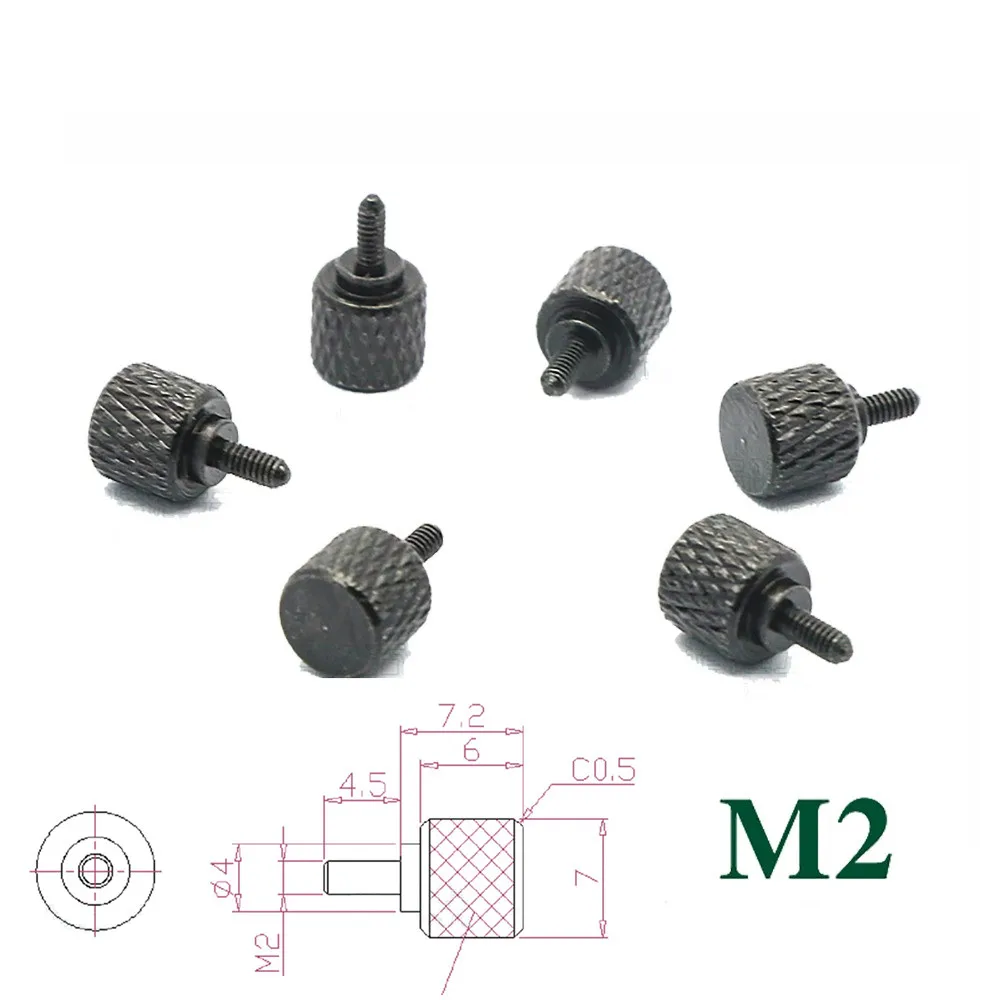 

M2*4.5mm Thumb Screws Knurled Head Thumb Bolt Machinery Tool Round Adjustment Hand Screw Computer Case Screws Black
