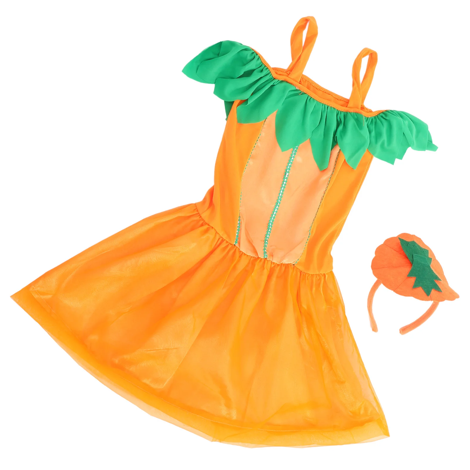 

Pumpkin Headband Skirt Halloween Prop Cosplay Dress Props Costume Apparel Party Supplies Decorative Hairband Cloth Outfit Set