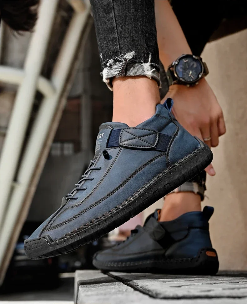 Sed01a41fc60f4f2492ac771e2634cc39j Handmade Breathable Leather Men Shoes Comfortable Casual Sneakers Plus Size