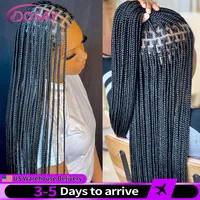 36" Full Lace Braided Wigs Synthetic Hair Box Braids Lace Front Wigs Knotless Braided Wigs For Black Women Braiding Wigs African 1