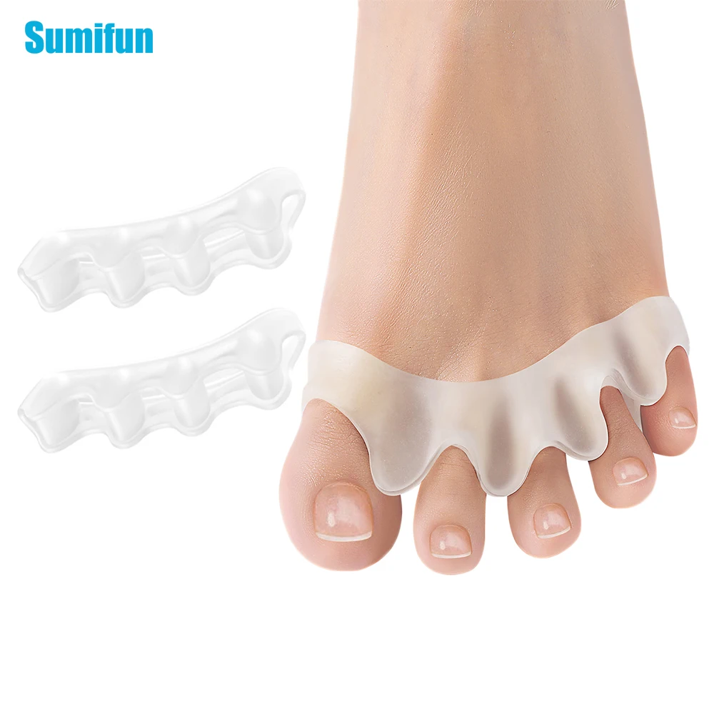 

2Pcs/Pair White Silicone Five Hole Toe Separator Bunion Hallux Valgus Correction Toes Overlap Orthopedics Foot Clamp Protector