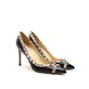 2025Fashion Rivets High Thin Heels Color Block Pumps Women Stiletto-heel Dress Wedding Shoes Sexy Pointed Toe Ladies Party Shoes 2