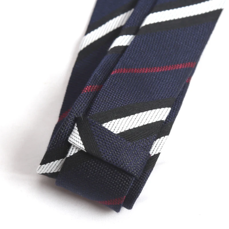 Mens Ties 6cm Navy Blue Classic Cotton Handmade Skinny Stripe Neckties Narrow Collar Slim Cashmere Casual Tie Accessories Gift