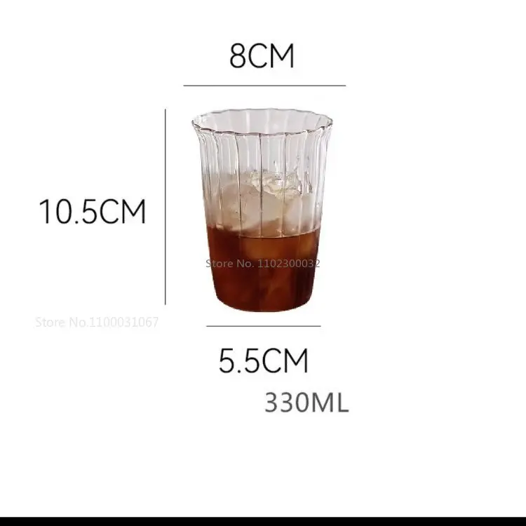 Transparent Ribbed Latte Coffee Glass Cup Cocktail Glasses Vertical Grain Phnom Penh Glass Water Cup Juice Coffee Whiskey Cups glass cup