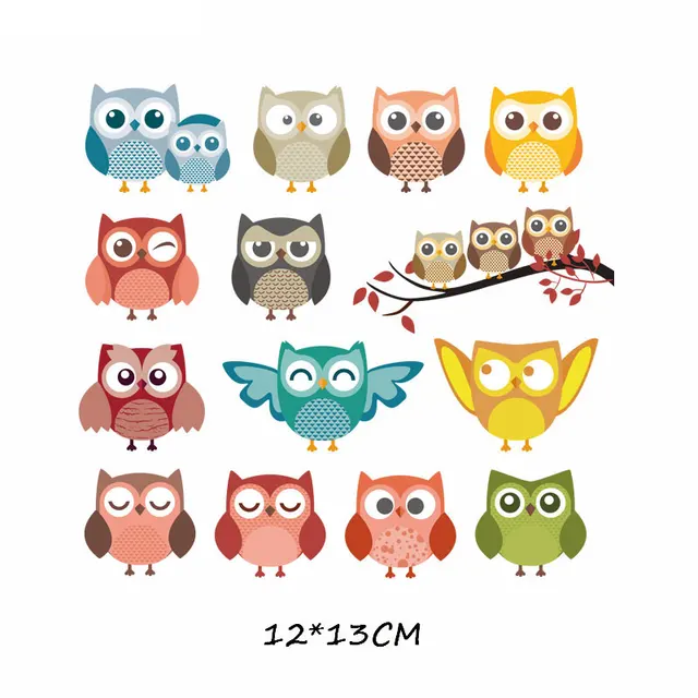 Cartoon Animal Patch Set Iron on Transfer Cute Unicorn Cat Owl Dog Flower Patches for Kids Girl Clothing T-shirt DIY Heat Press 575