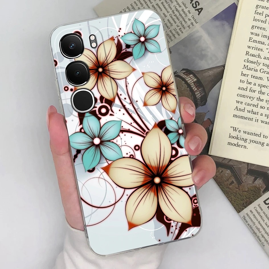 Floral Pattern Clear Silicone Anti-Slip Protective Ultra-Thin Phone Case
