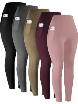 Super Soft Sports Leggings With Pockets For Women High Waisted Workout Yoga Running Push Up Gym Fitness Tight Pants Women\'s 1