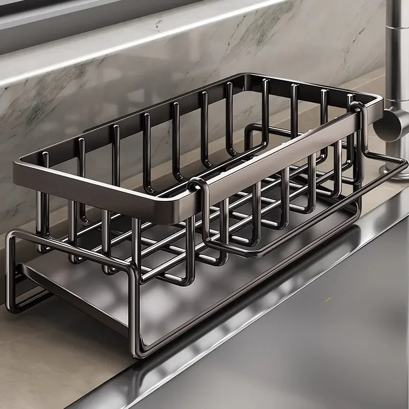 Space Aluminum Adjustable Shelf Punch-free Faucet Rack Large Capacity Drain  Basket Storage Organizer Kitchen Storage Sink Drain - AliExpress