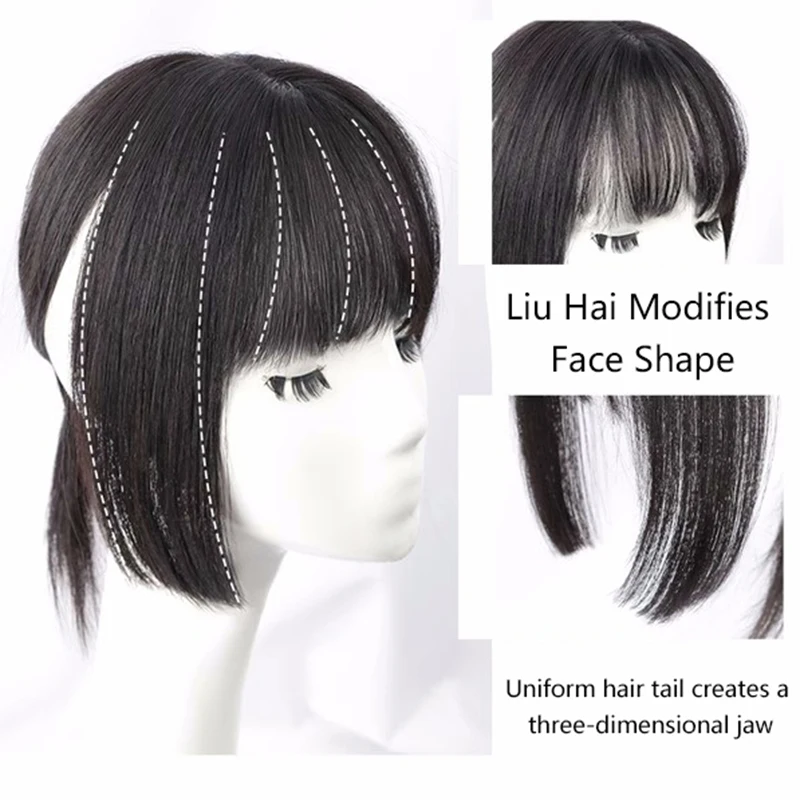 PAGEUP Synthesis 3D Princess Bangs Hime Cut Bangs peinados Clip en flequillo para el cabello para mujeres flequillo para el cabello Clip para el cabello