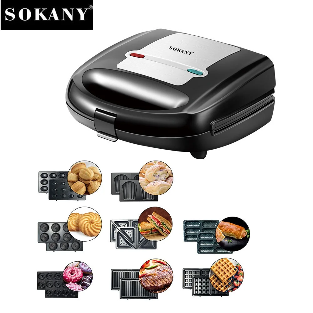 750W Electric Sandwich Waffle Makers 8 in 1 Mini Donuts Machine 220V Walnut Cake Bread Oven for Kids Toaster Kitchen 도넛 와플기계 와플