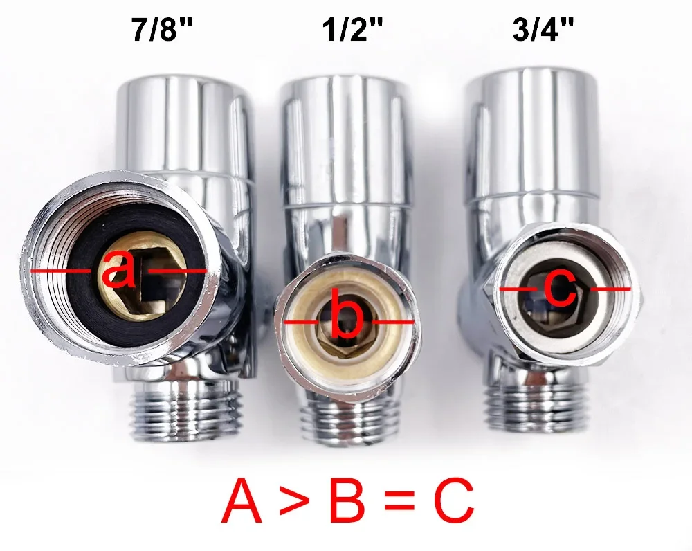 Bidet Chrome T Adapter with Shut-off Valve T Adapter 3-way 7/8" 1/2"3/4" Valve for Handheld Toilet Bidet Spray