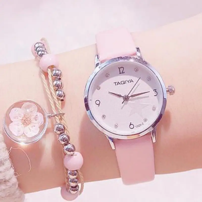 

Fashion Round Quartz Stainless Digtal Dial Casual Wrist Watches Leather Strap Fashionable Clock for Waterproof Watch for Women